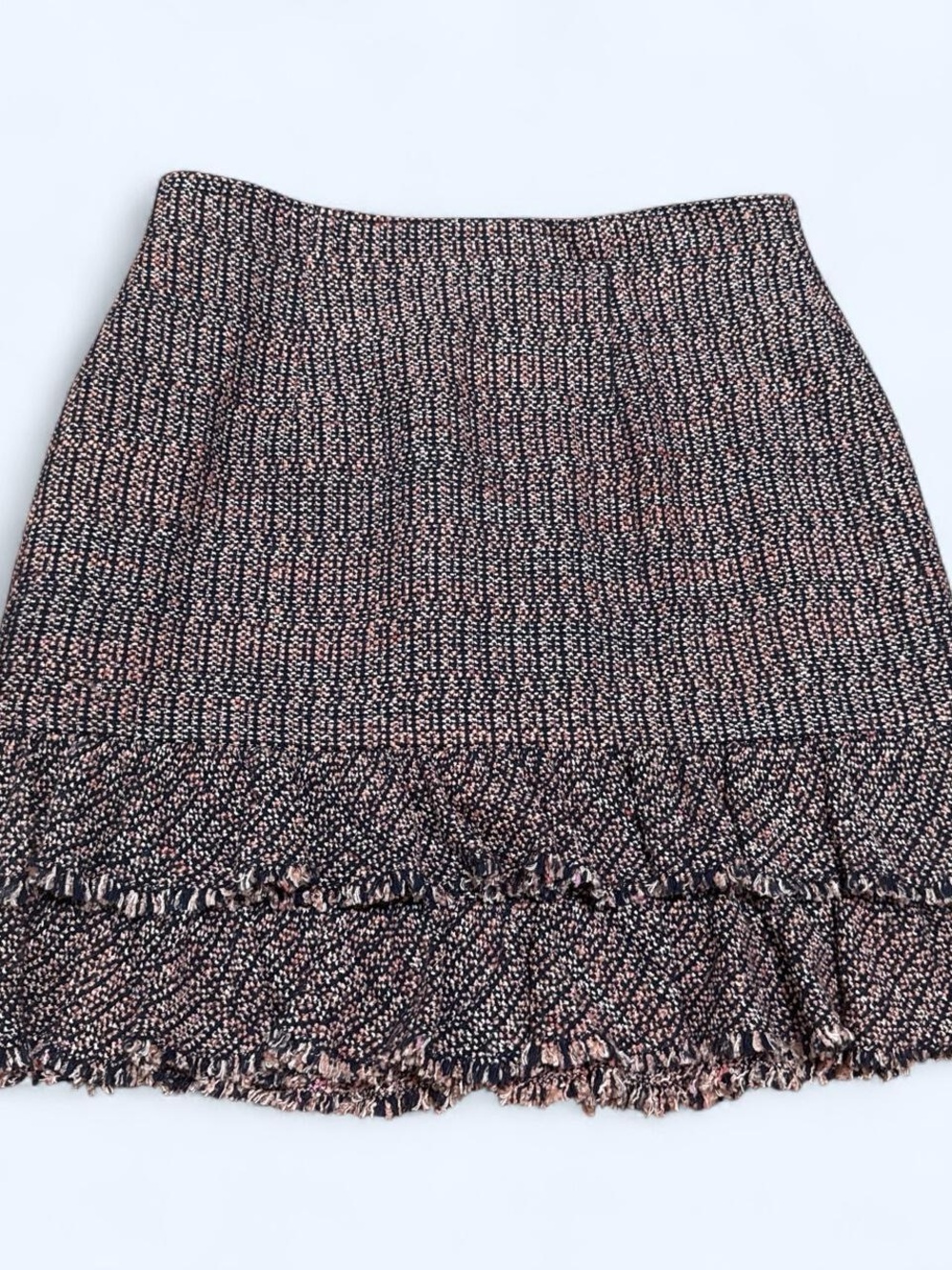 Rebecca Taylor Textured Tweed Black and Pink Mini Skirt size 10